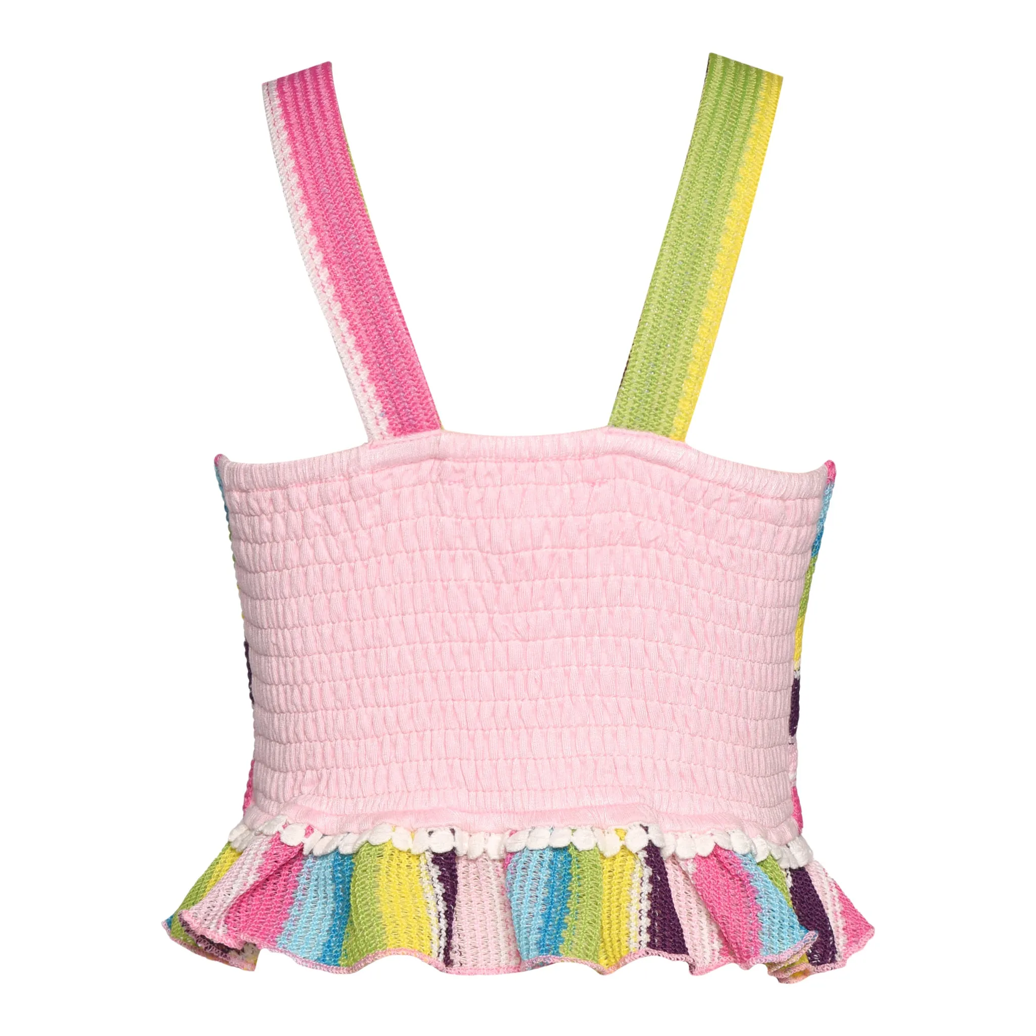 Stripe Floral Trim Knit Tank