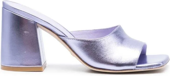 Stuart Weitzman Tia 85mm metallic-finish mules Purple