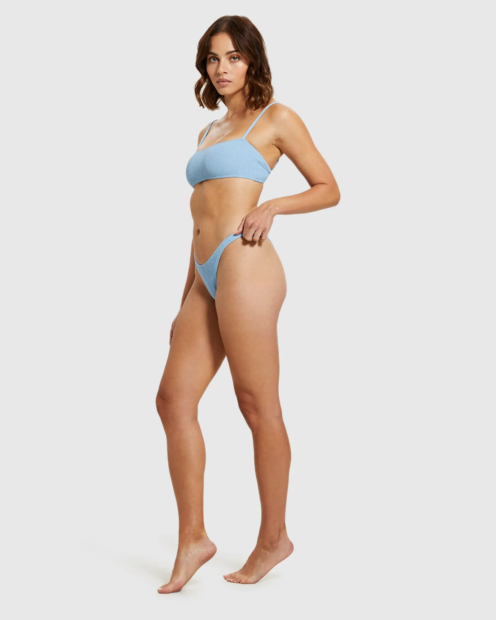 Subtitled Coco Textured Bikini Ice Blue