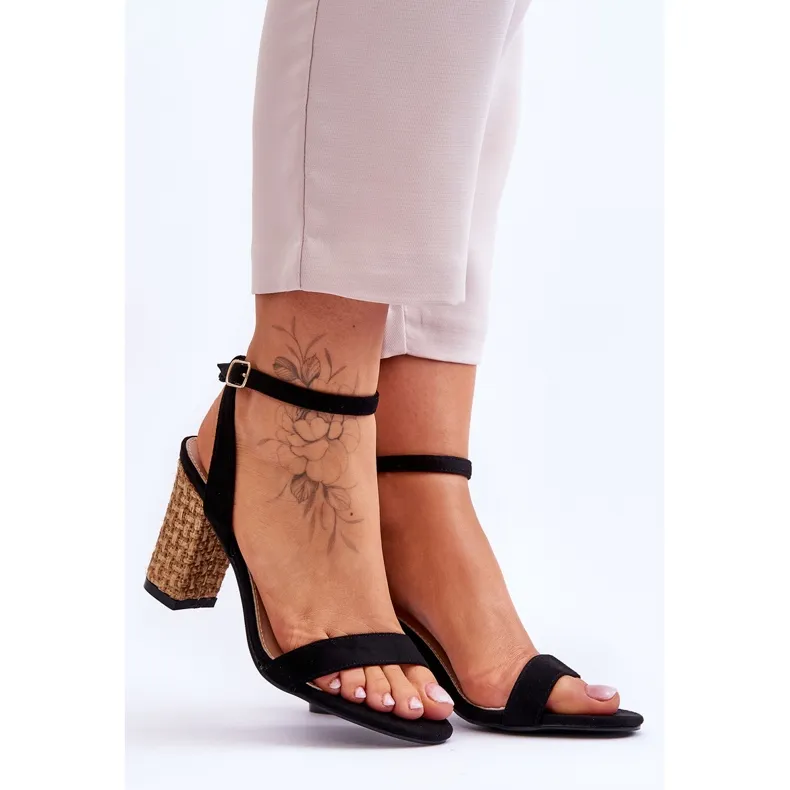 Suede Sandals On A Braided Bar Black Selila