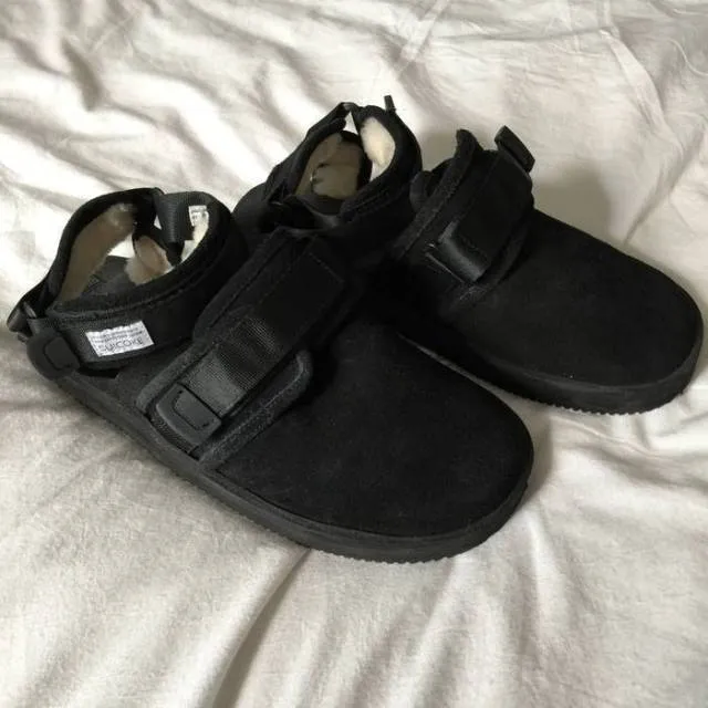 Suicoke nots-vm black sherling lined sandals size us 8 sole og-061vs