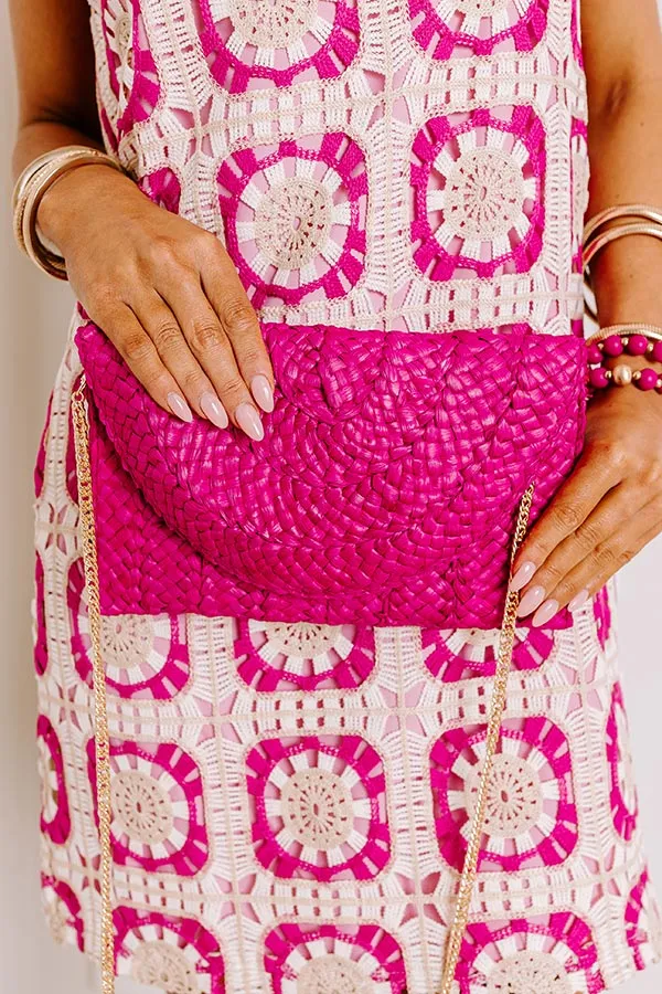 Sunny Refresh Woven Clutch in Hot Pink