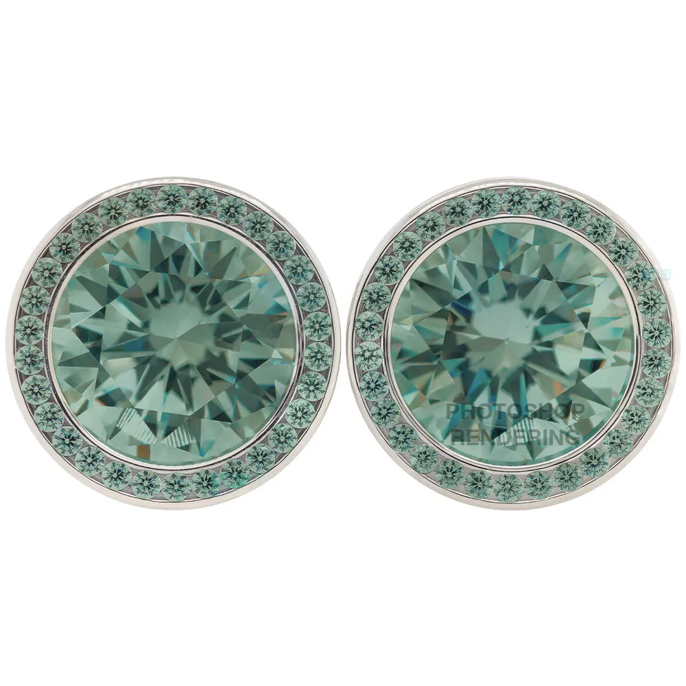 Super Gemmed BIG BLING Plugs ( Eyelets ) with Brilliant-Cut Gems - Green