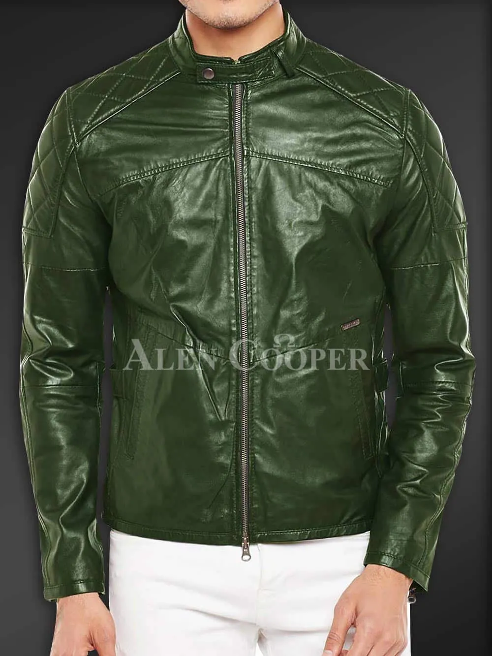 Super Soft Slim Fit Quilted Real Leather Jacket for Men