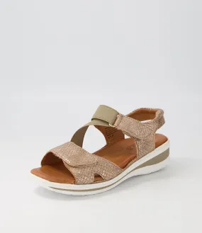 SUPERSOFT Tina2 Champagne Snake Suede Elastic Sandals