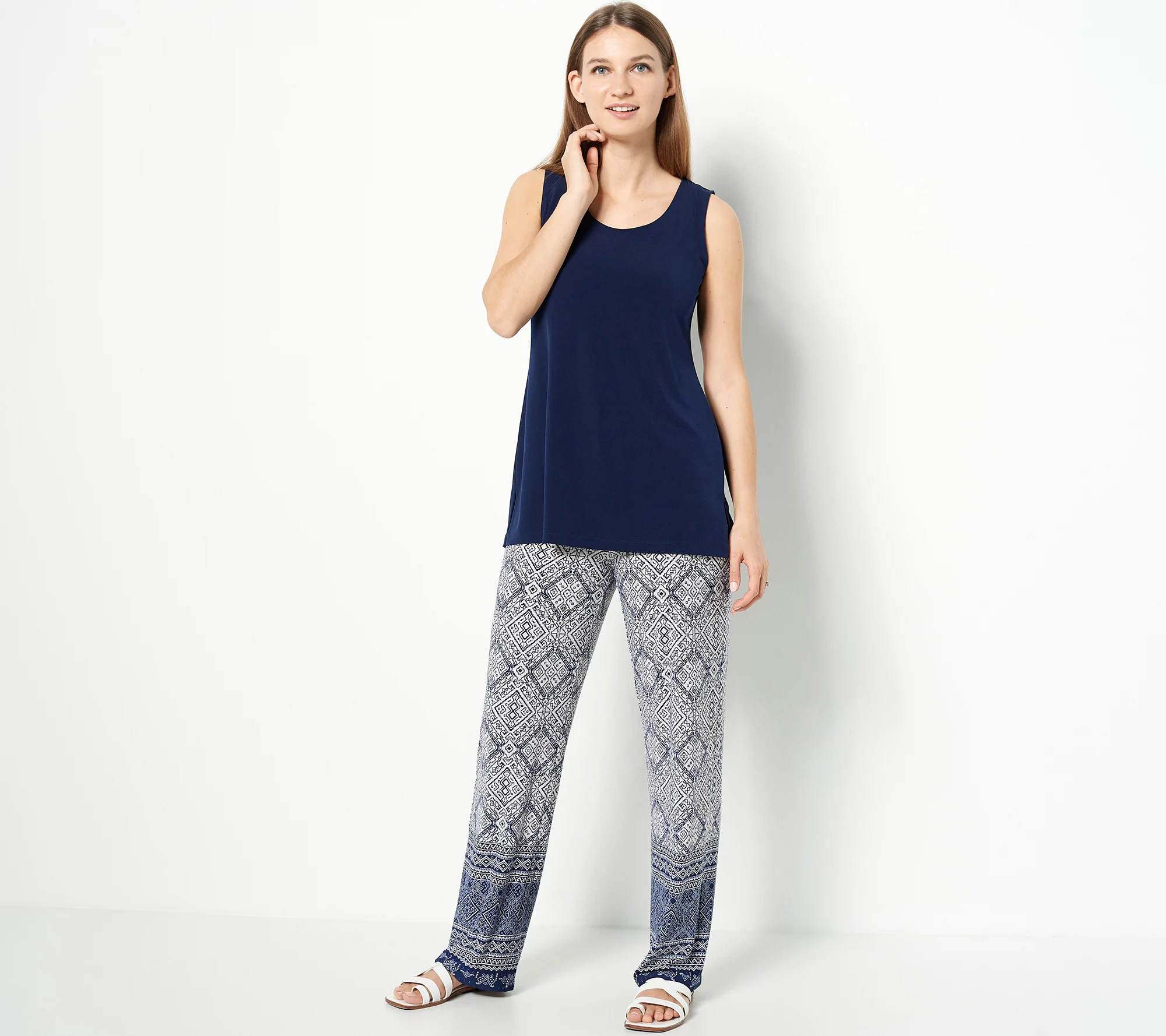 Susan Graver Regular Liquid Knit Pull-On Straight Leg Pants