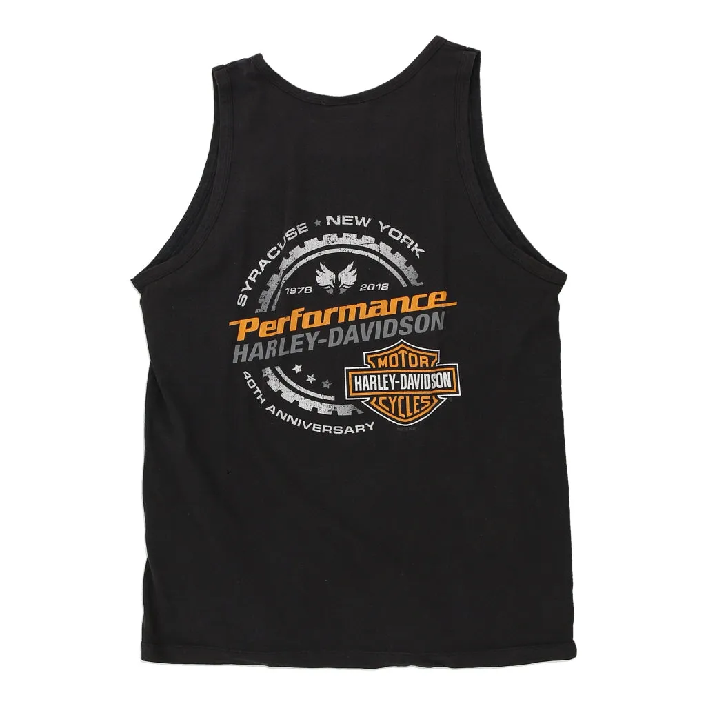 Syracuse New York Harley Davidson Graphic Vest - Medium Black Cotton