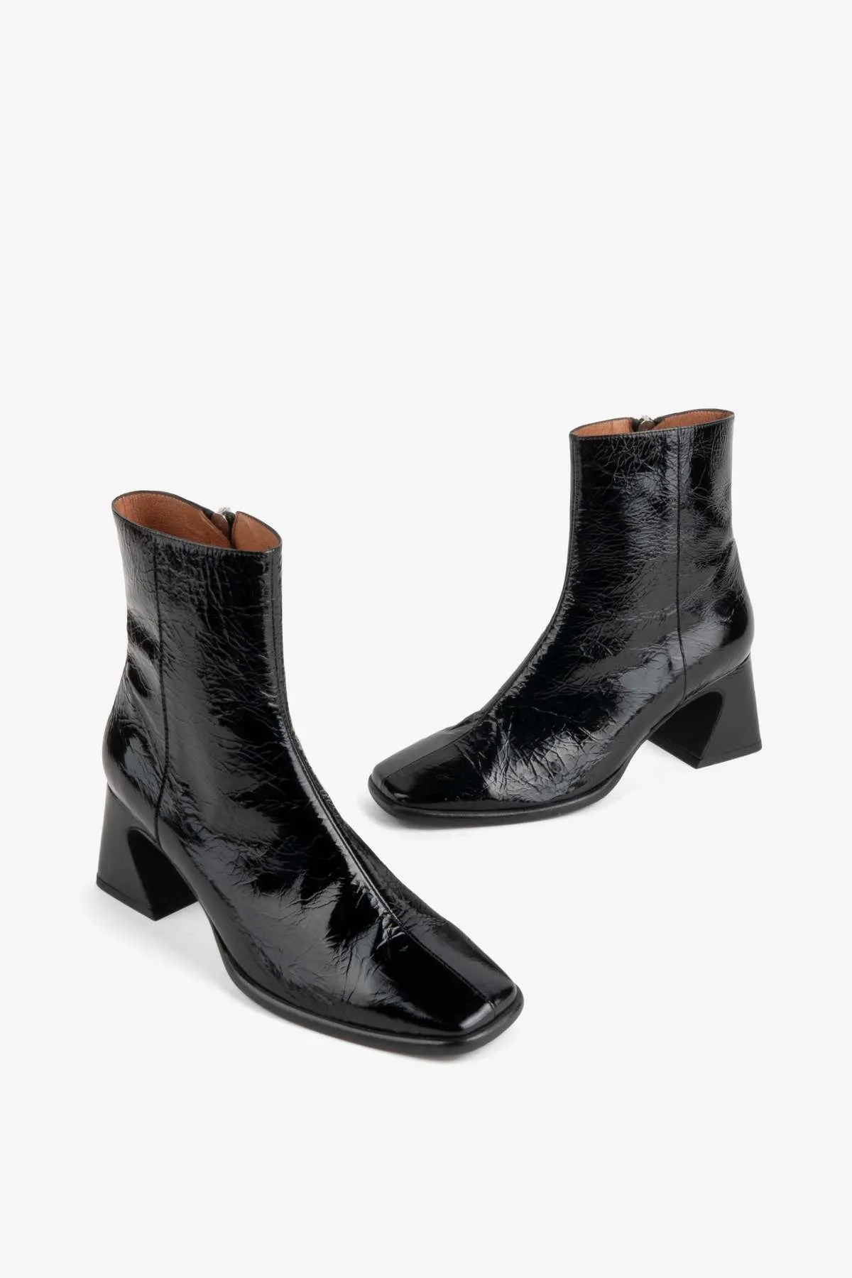 TAFFY PATENT LEATHER HEELED BOOT - OLIVE/WHISKEY/BLACK