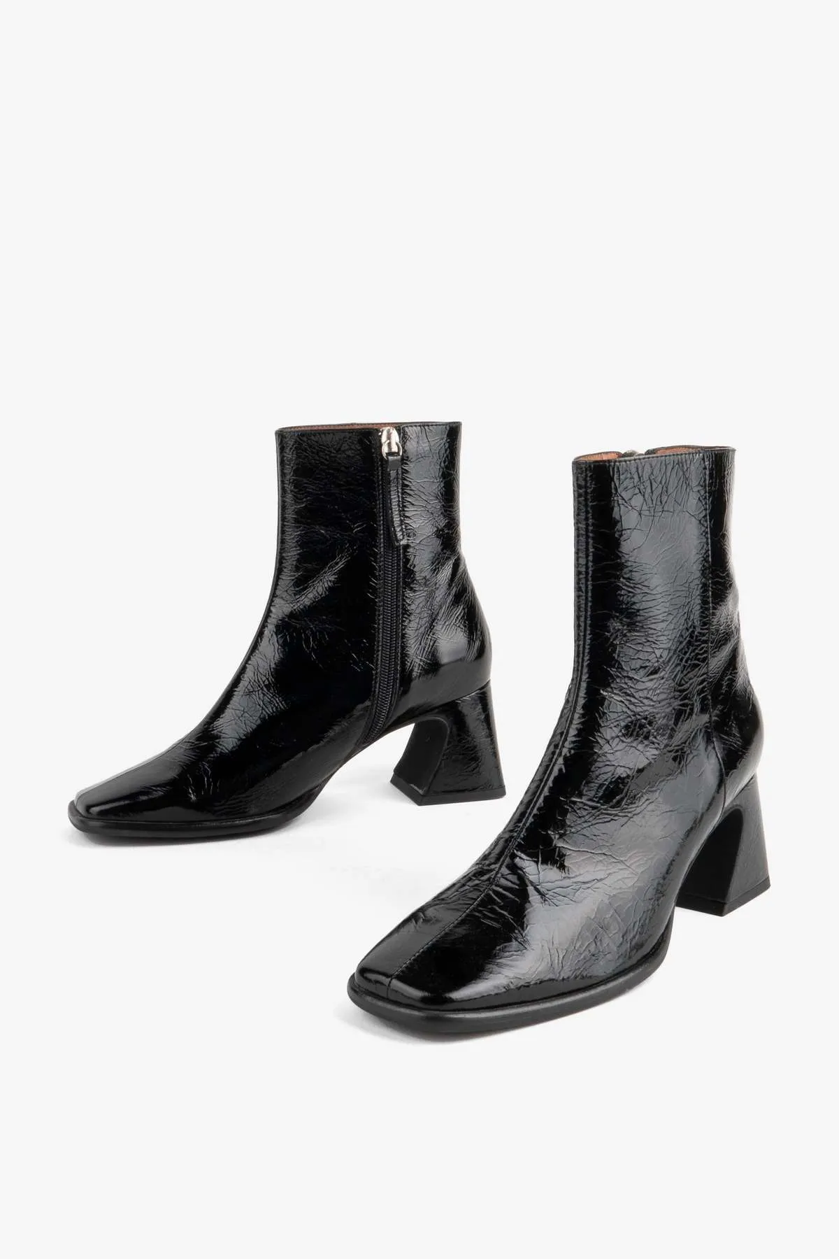TAFFY PATENT LEATHER HEELED BOOT - OLIVE/WHISKEY/BLACK