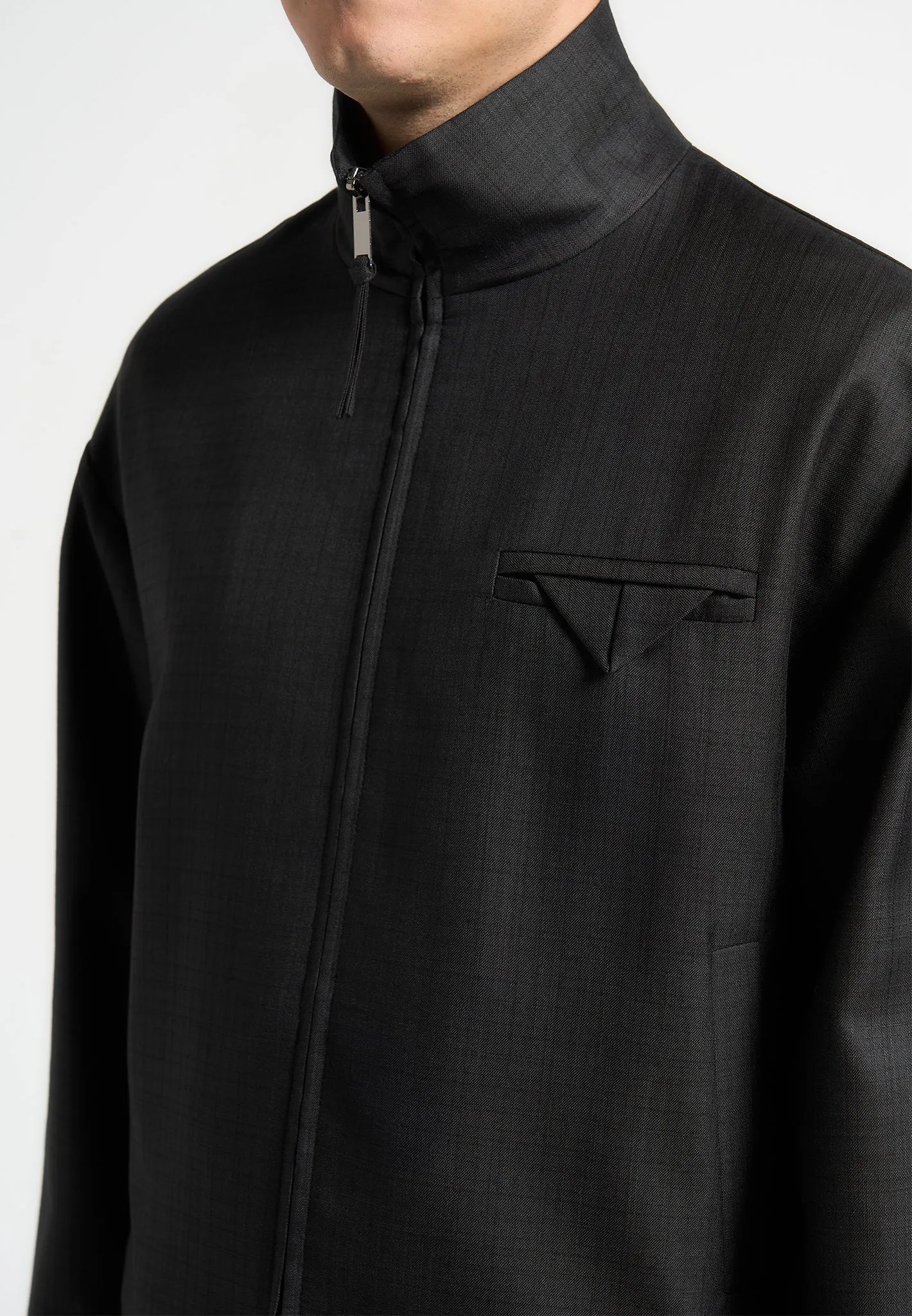 Tailored Funnel Neck Jacket - Black