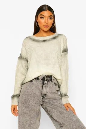 Tall Tie Dye Ombre Knitted Crop Sweater