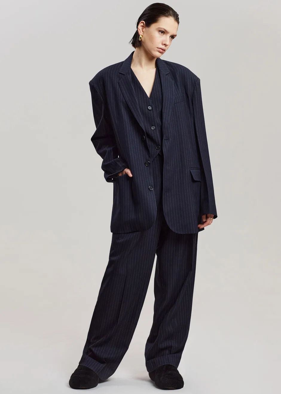 Tansy Tailored Vest - Navy Pinstripe