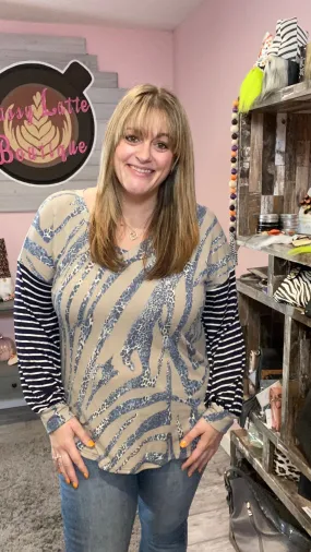 Taupe and Navy Leopard Tunic