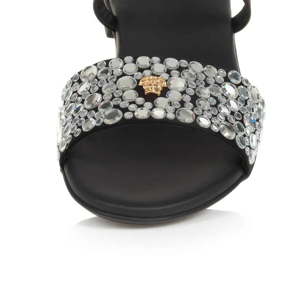 Teen Girls Black Medusa & Crystal Sandals
