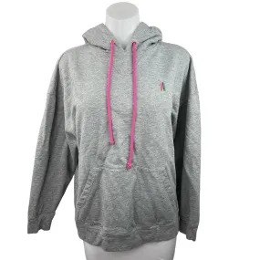Terez Gray Pink Heather Pocket Logo Oversized Pullover Sweatshirt Size S