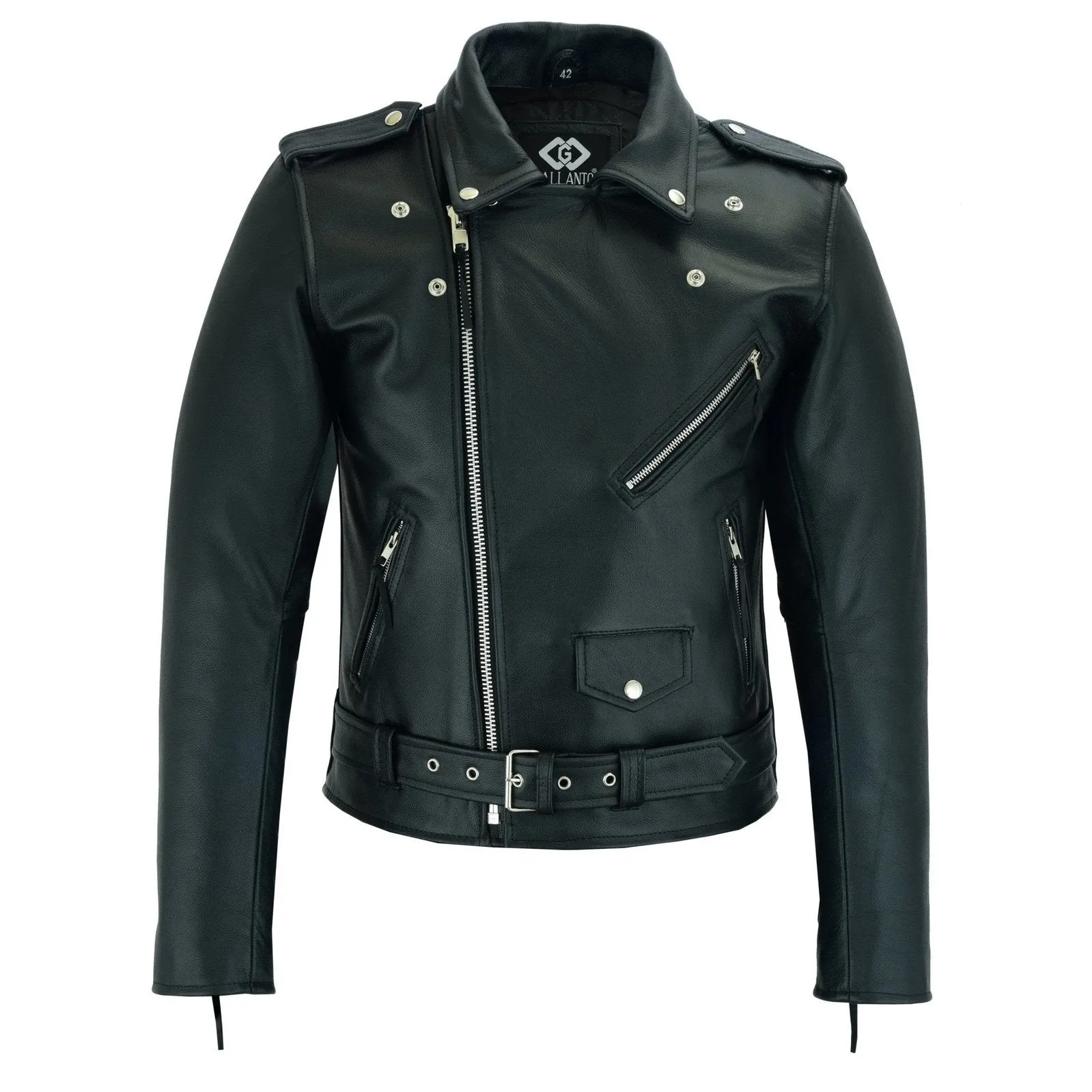Terminator Style Mens Black Leather Marlon Brando Biker Motorcycle Jacket