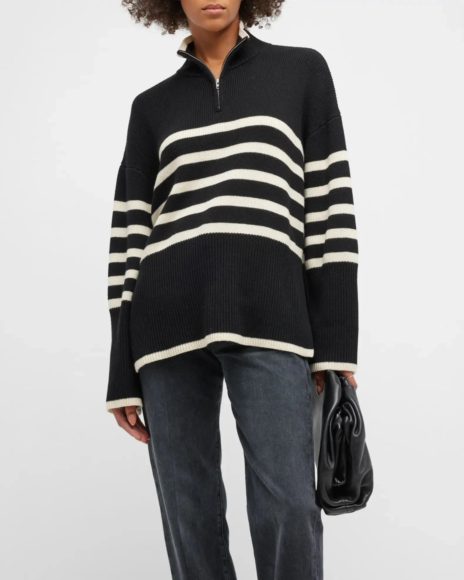 Tessa Jumper Onyx Ivory Stripe