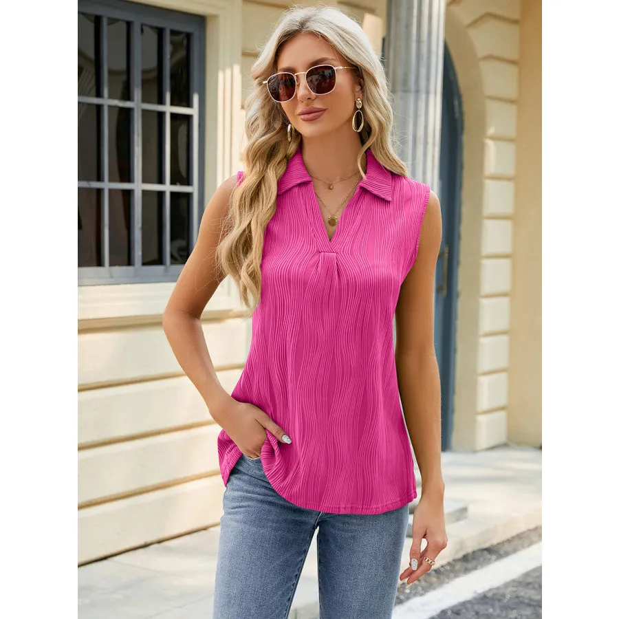 Textured Johnny Collar Tank