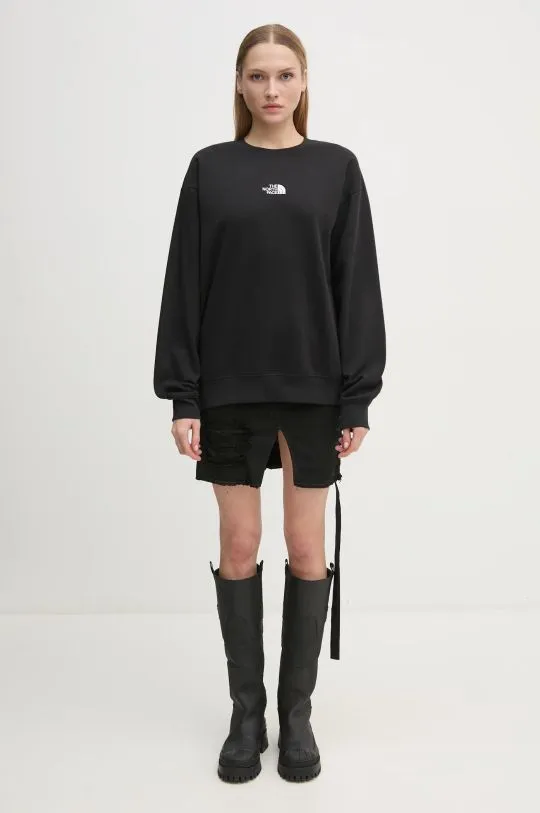 The North Face sweatshirt Essential Crew women's black color NF0A89EPJK31