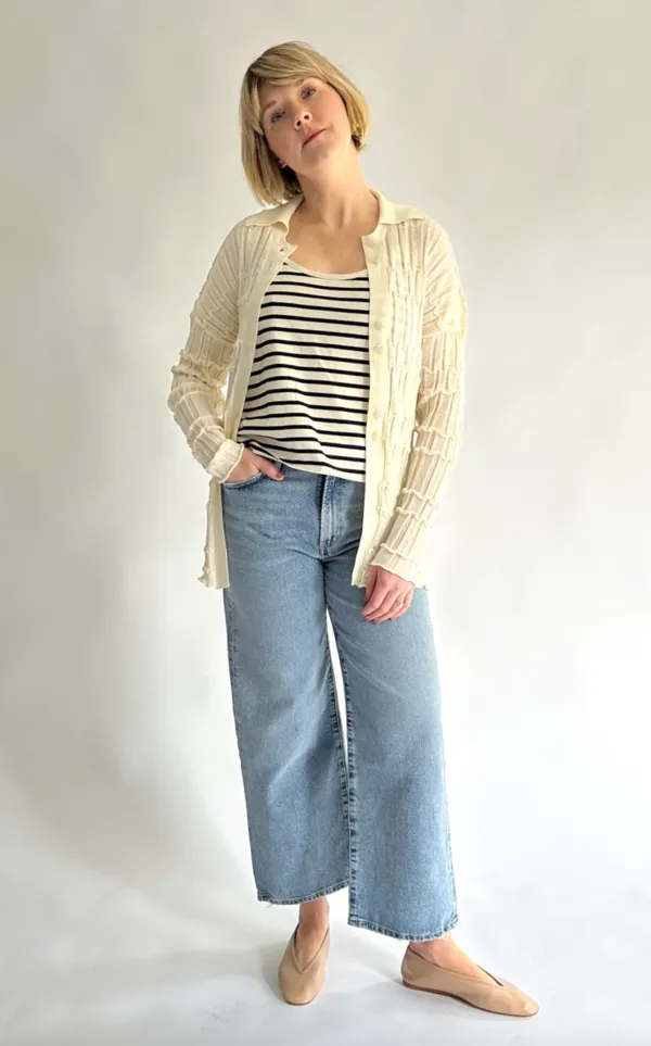 The Spaghetti Tank - Cream/Navy