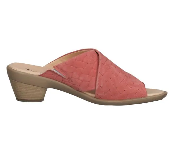 Think! Mules pour femmes, sandales en cuir véritable, pantoufles au look tressé, chaussures à enfiler 3-000594-5000 rose