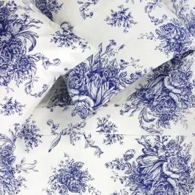 Toile Cotton Sheet Set, Navy