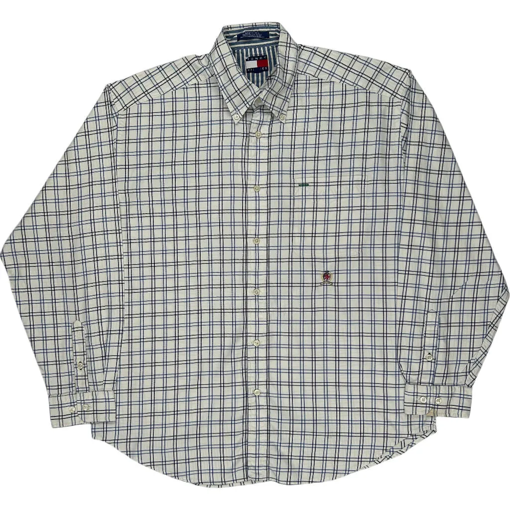Tommy Hilfiger Check Shirt - Large - Navy Cotton