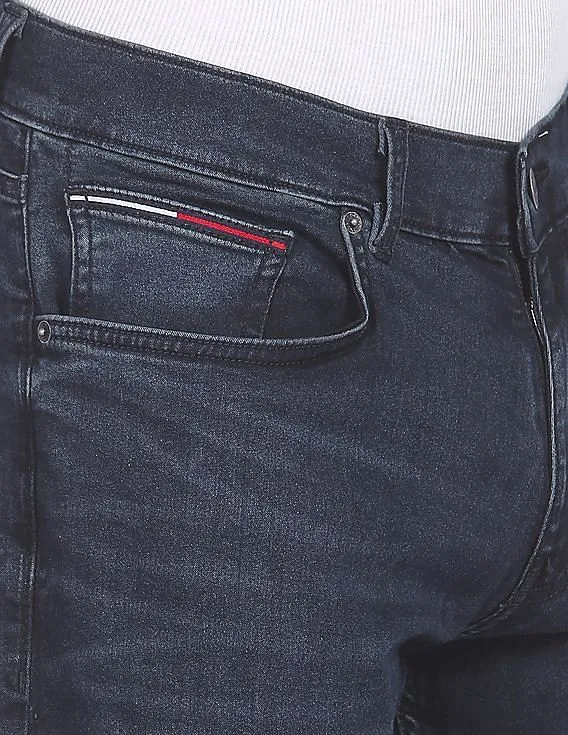 Tommy Hilfiger Men Blue Mid Rise Ryan Straight Fit Dark Wash Jeans