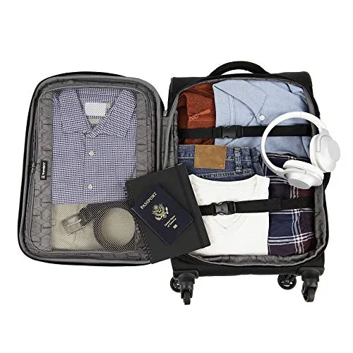 Travelpro TourGo Carry on and Checked Medium Spinner Luggage Set, Black