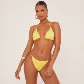 Triangle Bikini Set In Yellow Lace