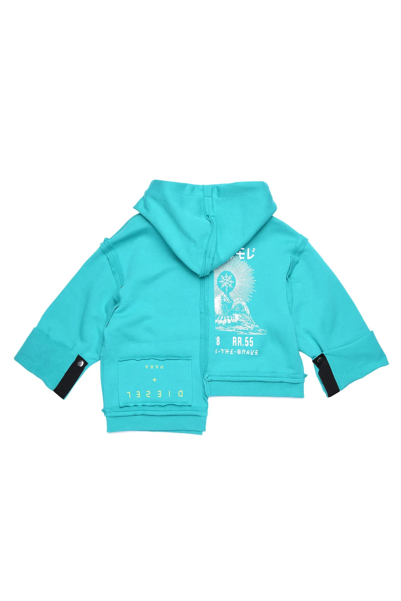 Turqoise Hoodie with Stitiching Design