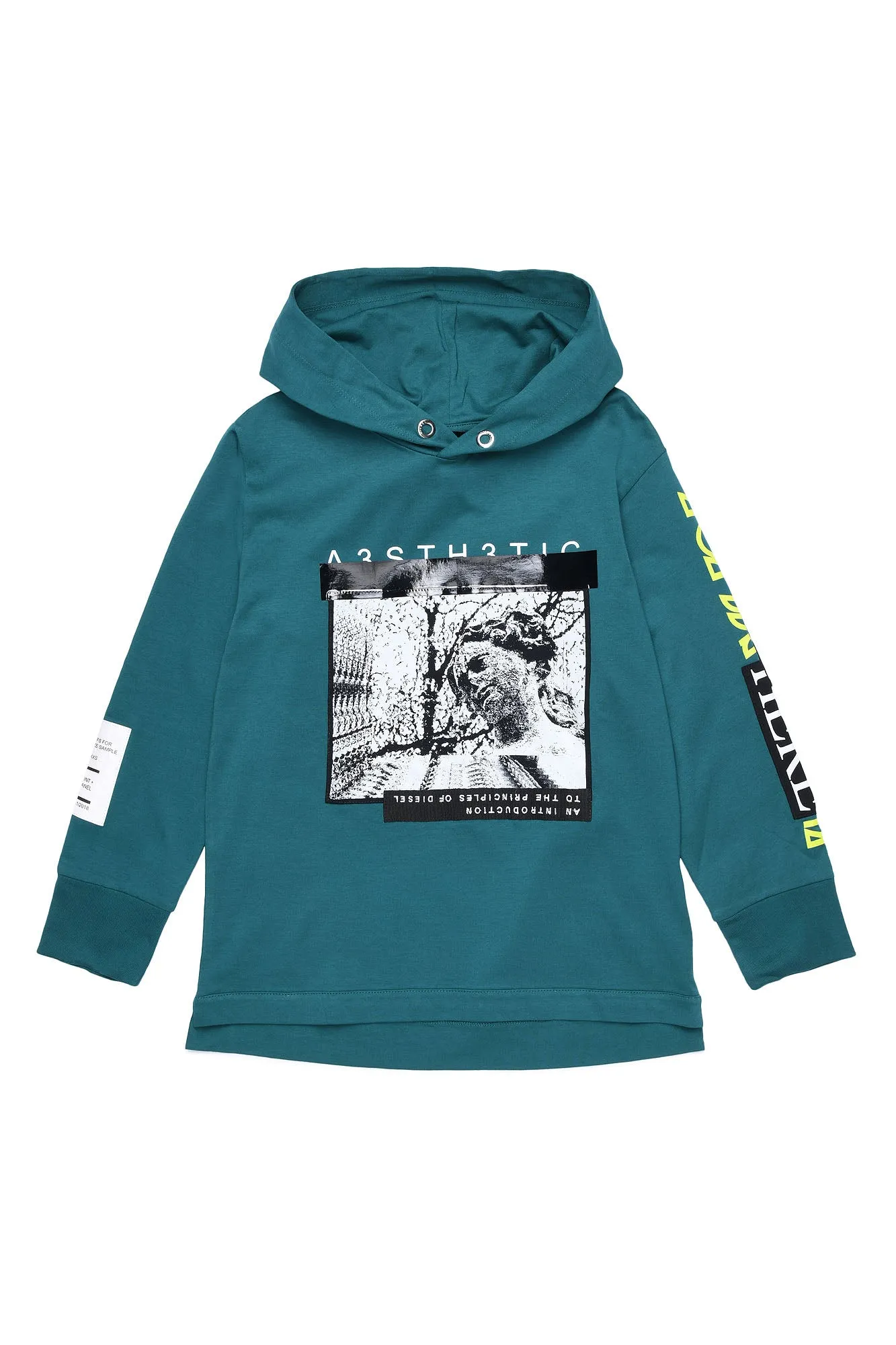 Turquoise Long Sleeve Hoodie with Design