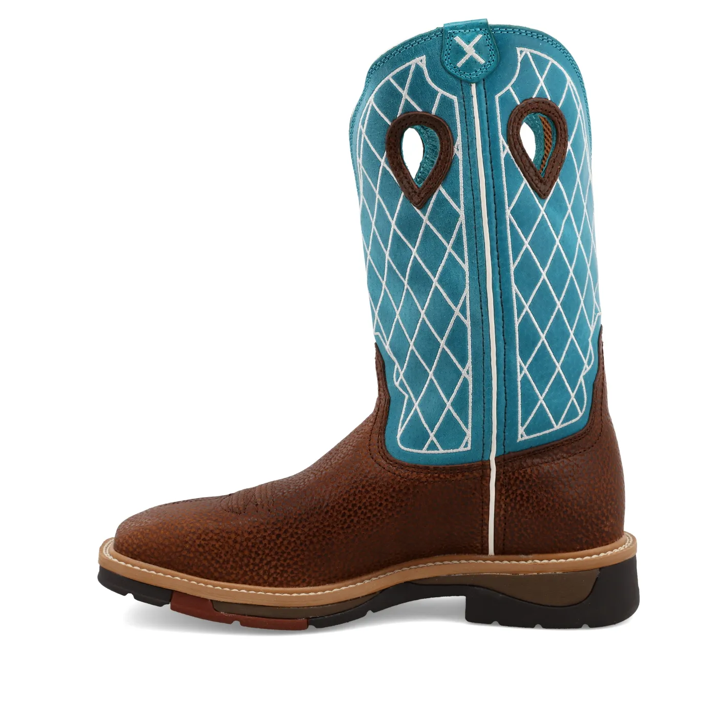 Twisted X Western Work Boot – Brown Distressed & Turquoise