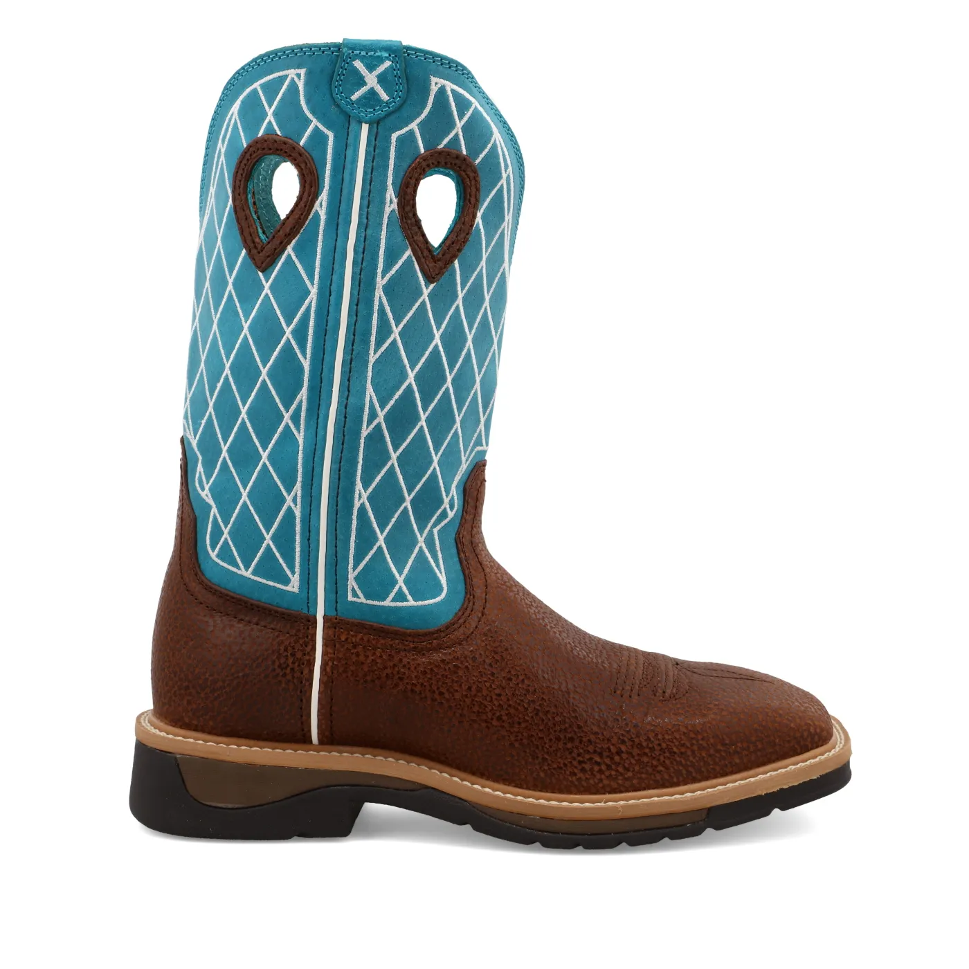 Twisted X Western Work Boot – Brown Distressed & Turquoise