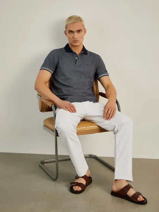 Two-tone knit piqué polo