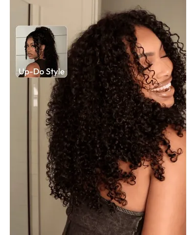 UNice EasiContour™ V Part Minimal Leave Out Glueless Curly Wig For Workwear Lover 150% Density