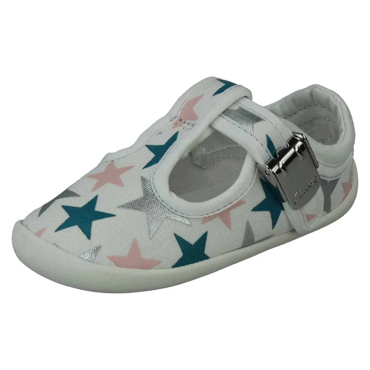Unisex Childrens Clarks T-Bar Casual Shoe Roamer Sun