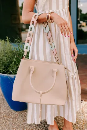 Uptown Cafe Faux Leather Tote in Iced Latte