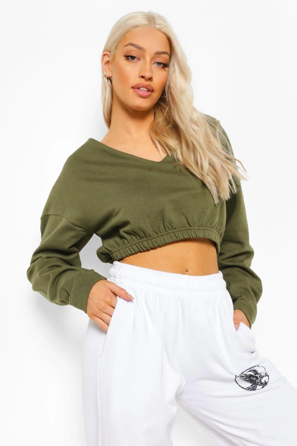 V Neck Crop Sweater