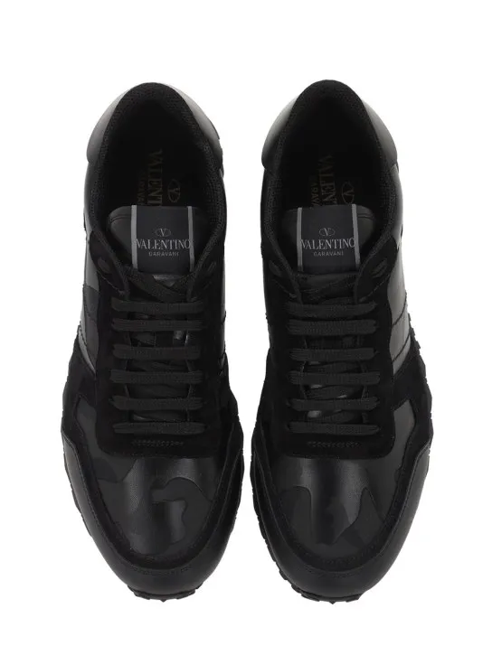 Valentino Garavani   Rock Runner leather & canvas sneakers 