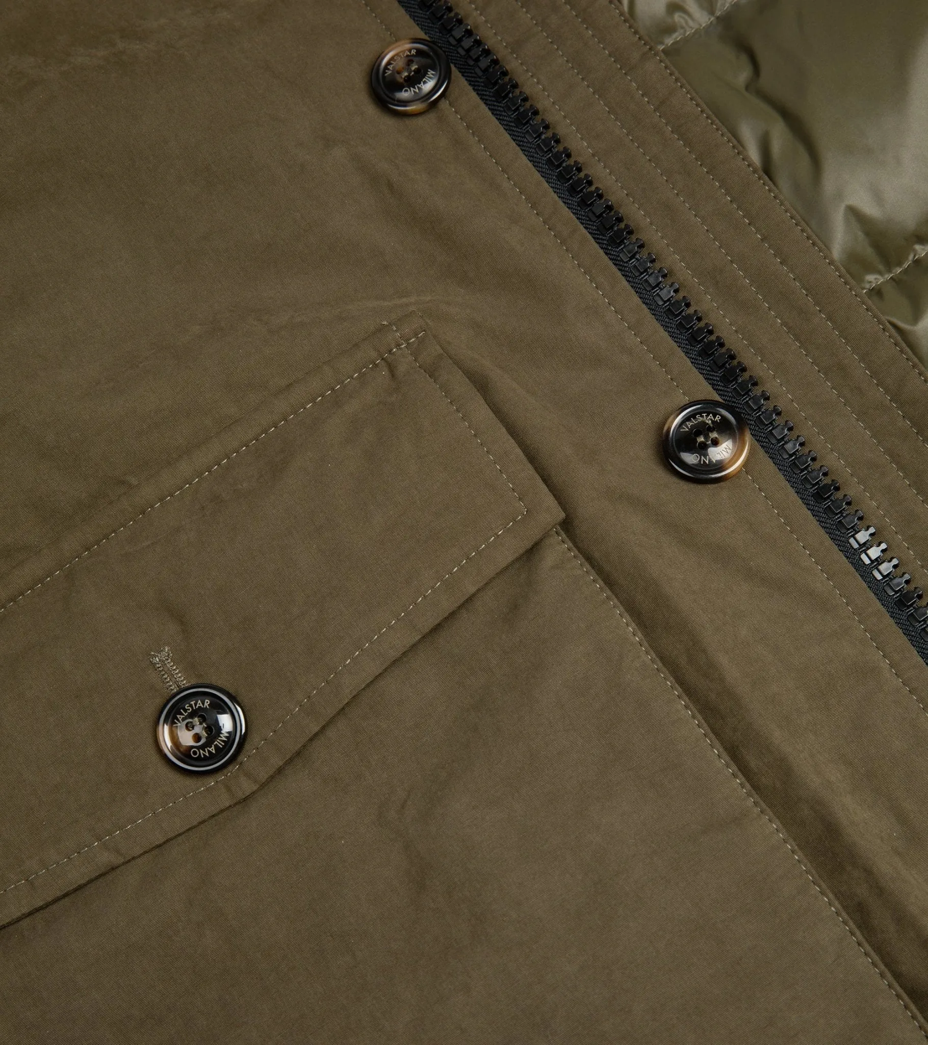 Valstar Waxed Cotton Goose Down Hooded Jacket: Green