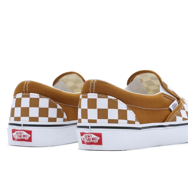 Vans Classic Slip-On Checkerboard Trainers Golden Brown