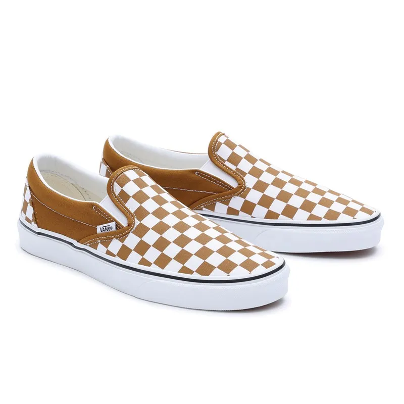 Vans Classic Slip-On Checkerboard Trainers Golden Brown