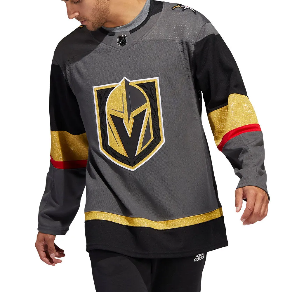 VEGAS GOLDEN KNIGHTS ADIDAS ADIZERO PRIMEGREEN AUTHENTIC GREY HOME JERSEY