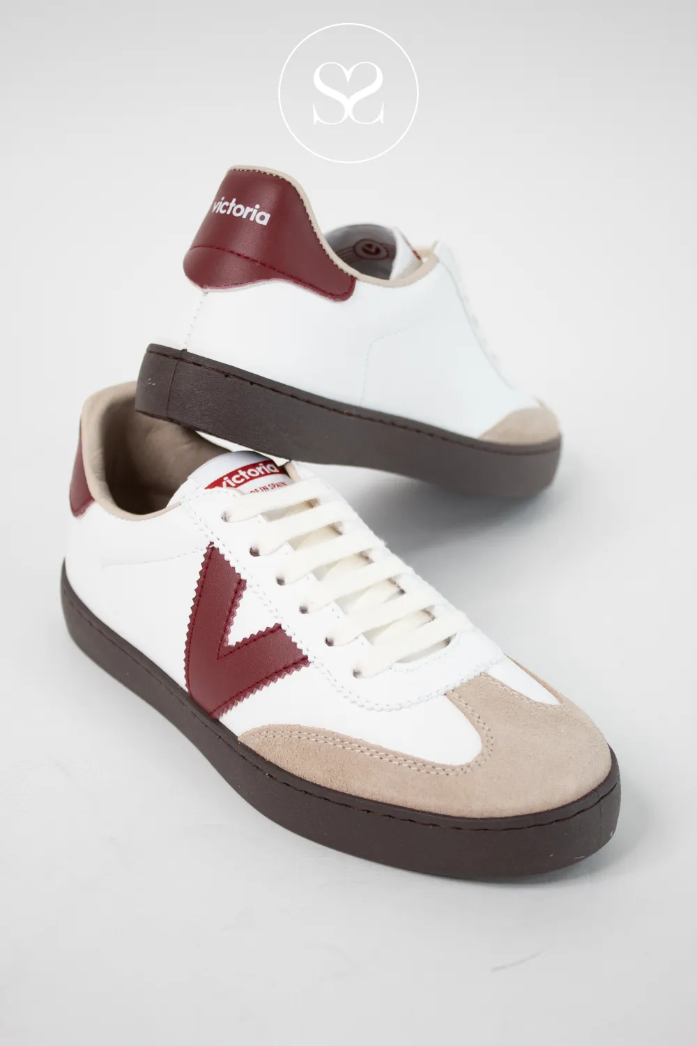 VICTORIA 1126201 WHITE/WINE LOW PROFILE TRAINERS