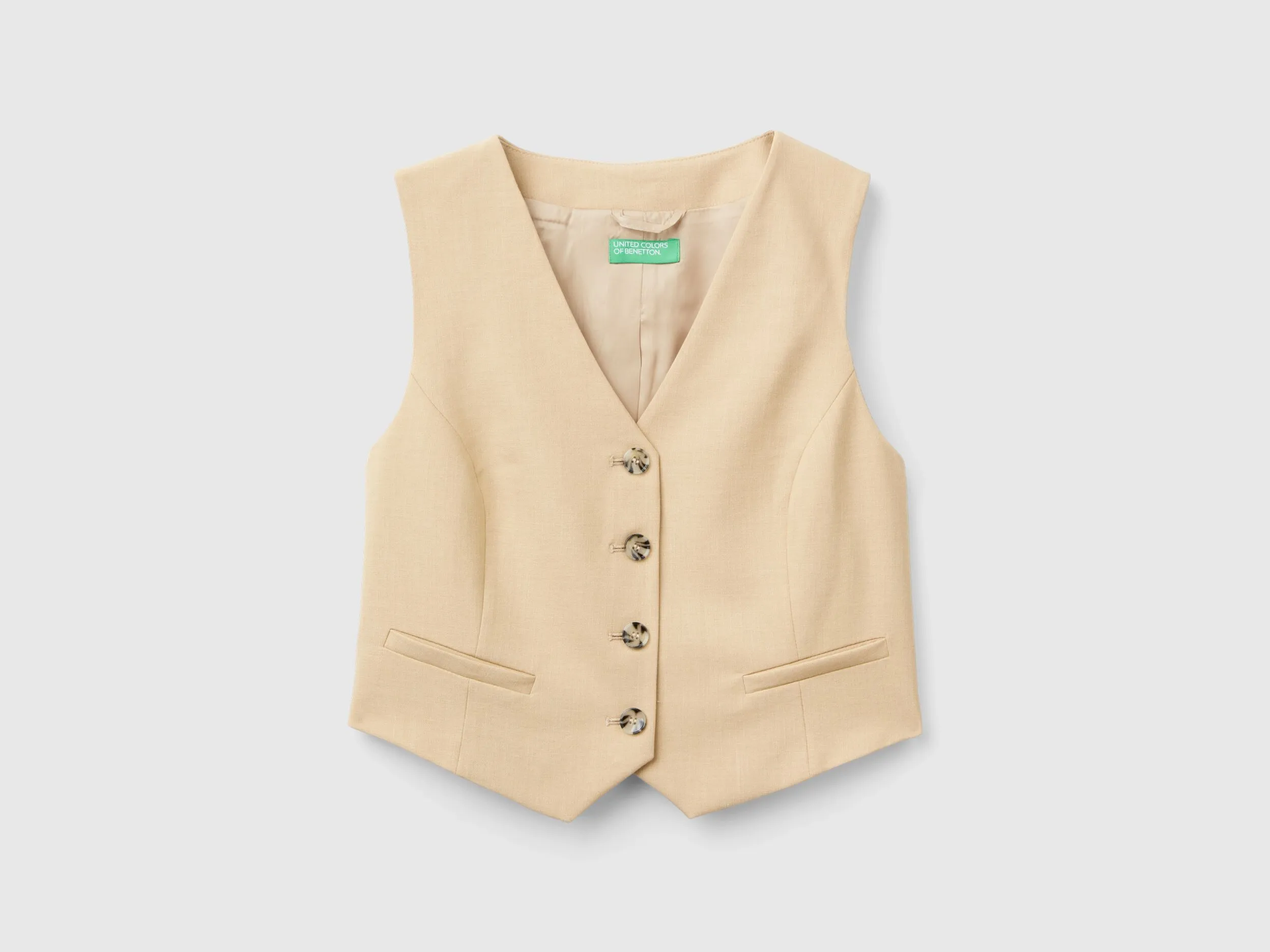 Viscose blend vest - Beige | Benetton
