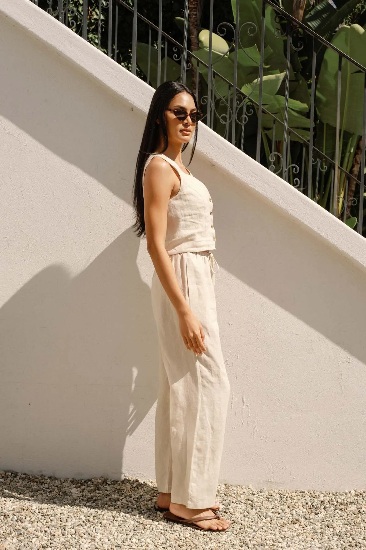 Whimsy + Row Bowie Vest - Oatmeal Linen