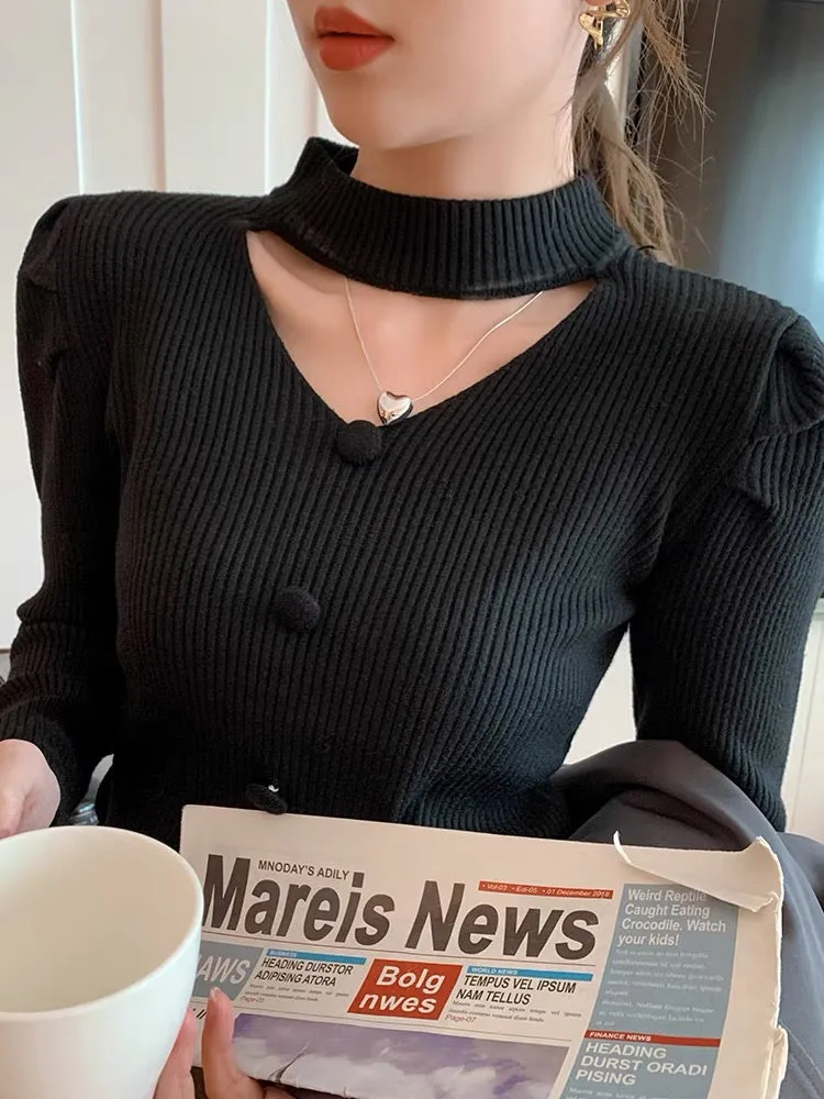 White knitted sweater women's half turtleneck bottoming shirt 2023 new autumn style foreign style autumn and winter inner sweate