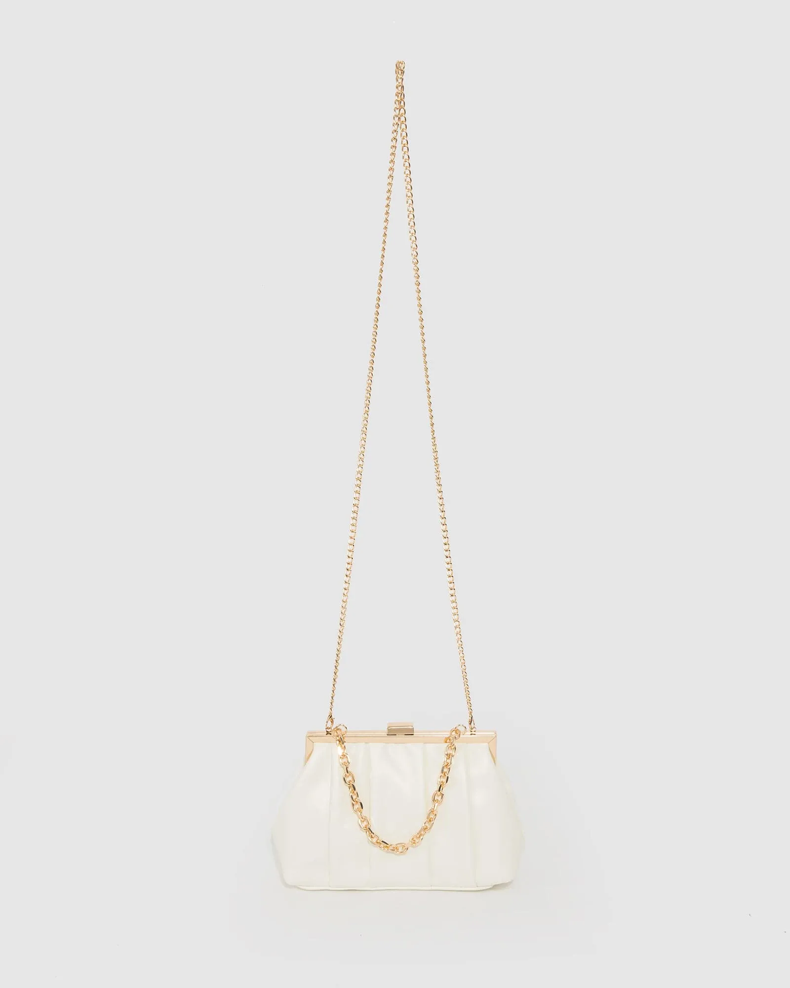 White Madison Frame Clutch Bag