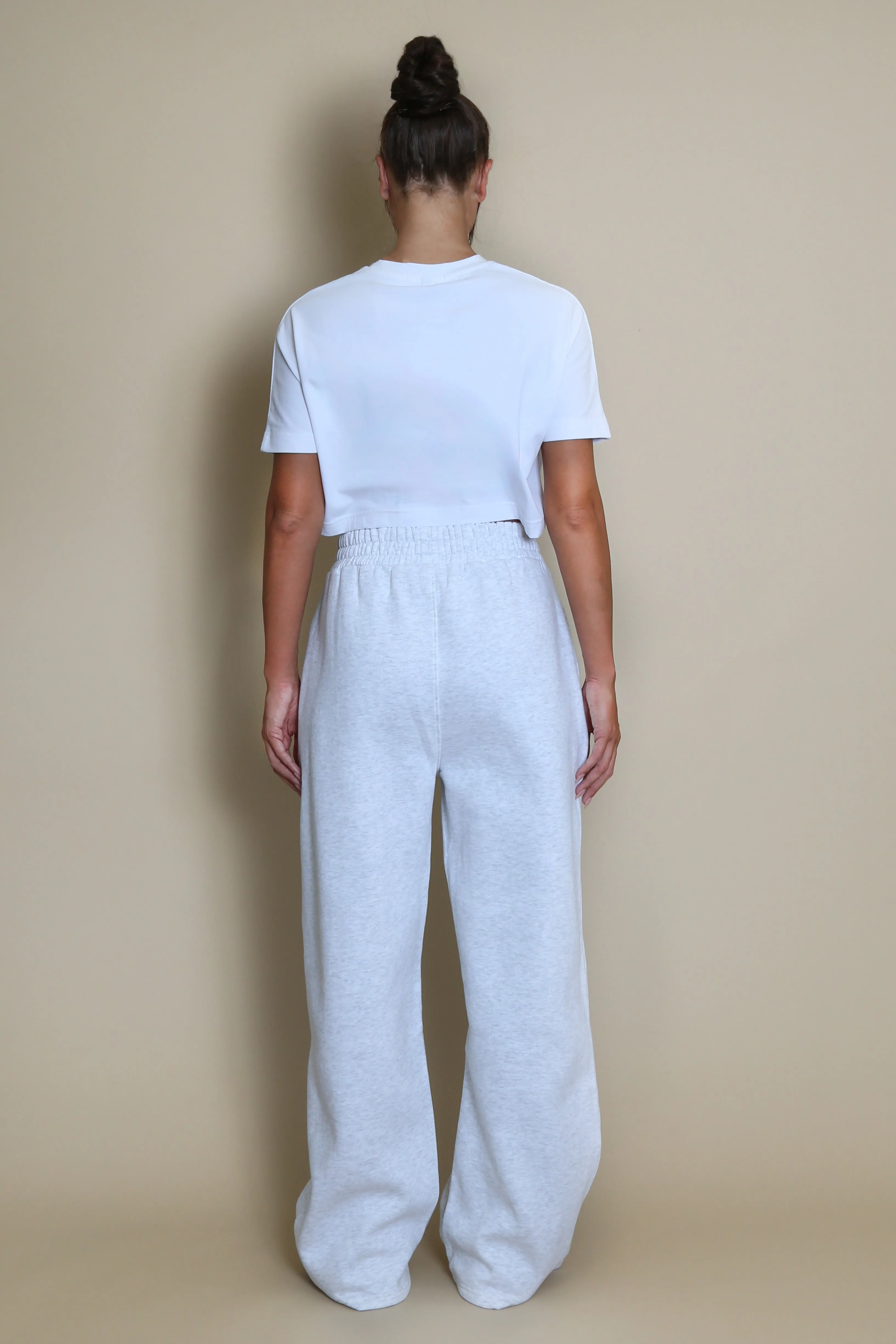 Wide Leg Joggers In Grey Marl